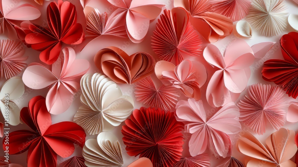 Paper flowers and a heart in pale colors Paper flowers and a heart in pale colors