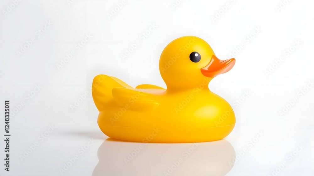 Smooth rounded rubber duck sitting in the middle of a pure white background Minimalist simple design with a classic timeless appeal Suitable for various creative digital and product concepts Smooth rounded rubber duck sitting in the middle of a pure white background Minimalist simple design with a classic timeless appeal Suitable for various creative digital and product concepts