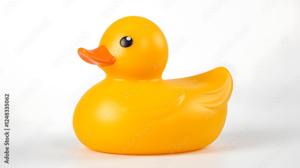 Smooth rounded rubber duck toy sitting centered on a pure white background Minimalist simple and clean design perfect for product lifestyle and conceptual imagery Smooth rounded rubber duck toy sitting centered on a pure white background Minimalist simple and clean design perfect for product lifestyle and conceptual imagery