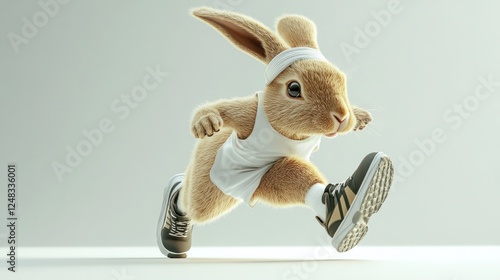Energetic Rabbit in Athletic Gear Engaging in Fun Workout Session