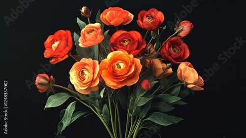 Wallpaper Mural Vibrant floral arrangement against dark backdrop Torontodigital.ca