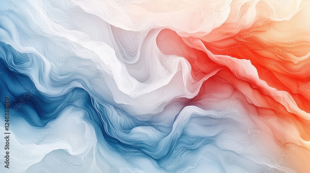 Obraz premium Abstract Fluid Art with Swirling Colors in Blue and Red Tones