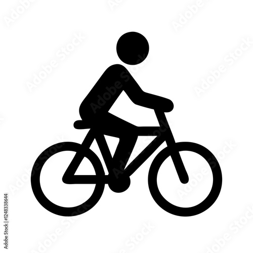A black silhouette icon depicts a person riding a bicycle.