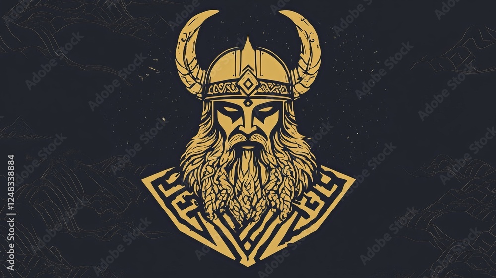 Obraz premium retro-style Norse logos that incorporate Viking imagery for a nostalgic, yet bold identity.