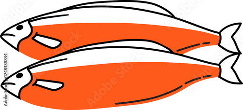 Simple Pair of Fish Seafood Illustration