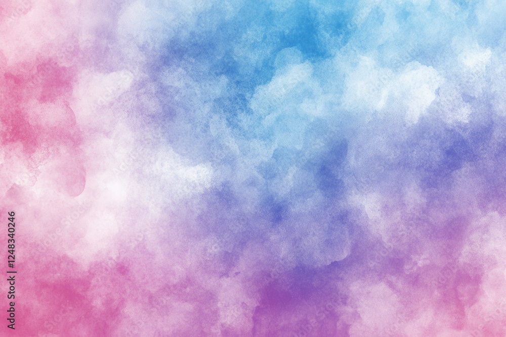 Fototapeta premium Soft pastel colors blend in a dreamy watercolor texture, creating a calming and artistic background with shades of pink, blue, and purple