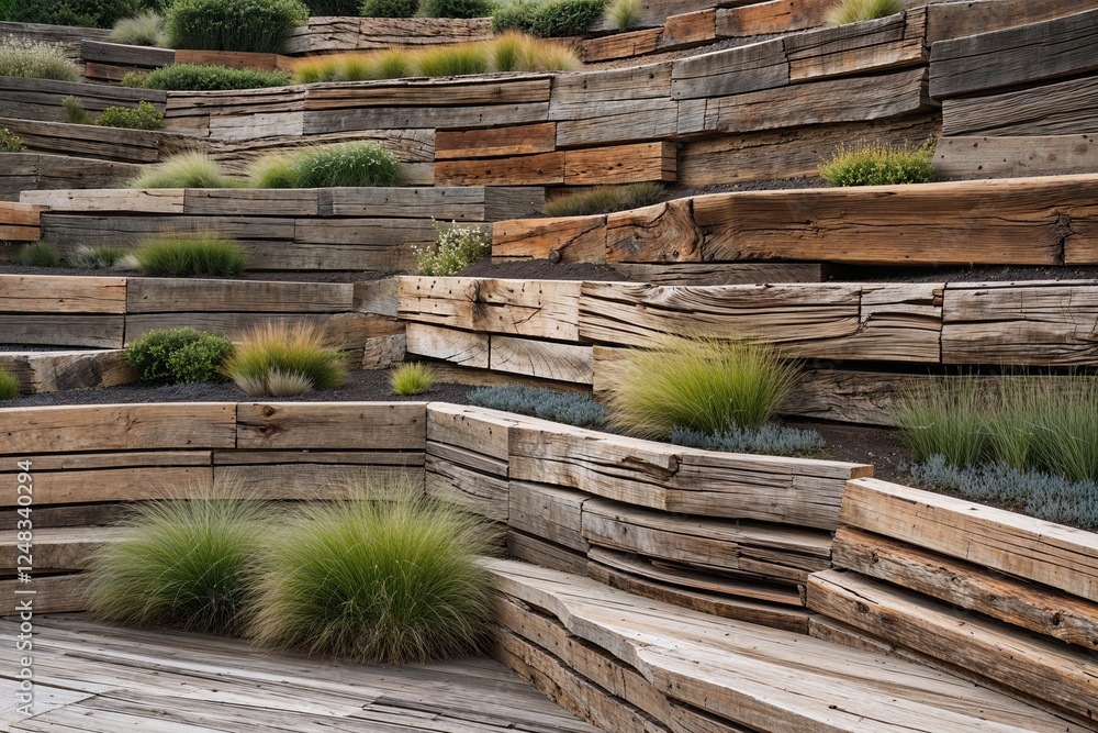 Rustic Textured Timber Terraced Fence with Natural Layers for Stylish Landscaping Rustic Textured Timber Terraced Fence with Natural Layers for Stylish Landscaping