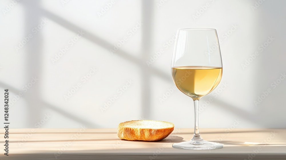 Naklejka premium Glass of red wine with half an orange on a table alongside a lunch plate in a realistic setting