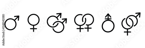 gender symbol set. Feminine and masculine symbols. Vector illustration.