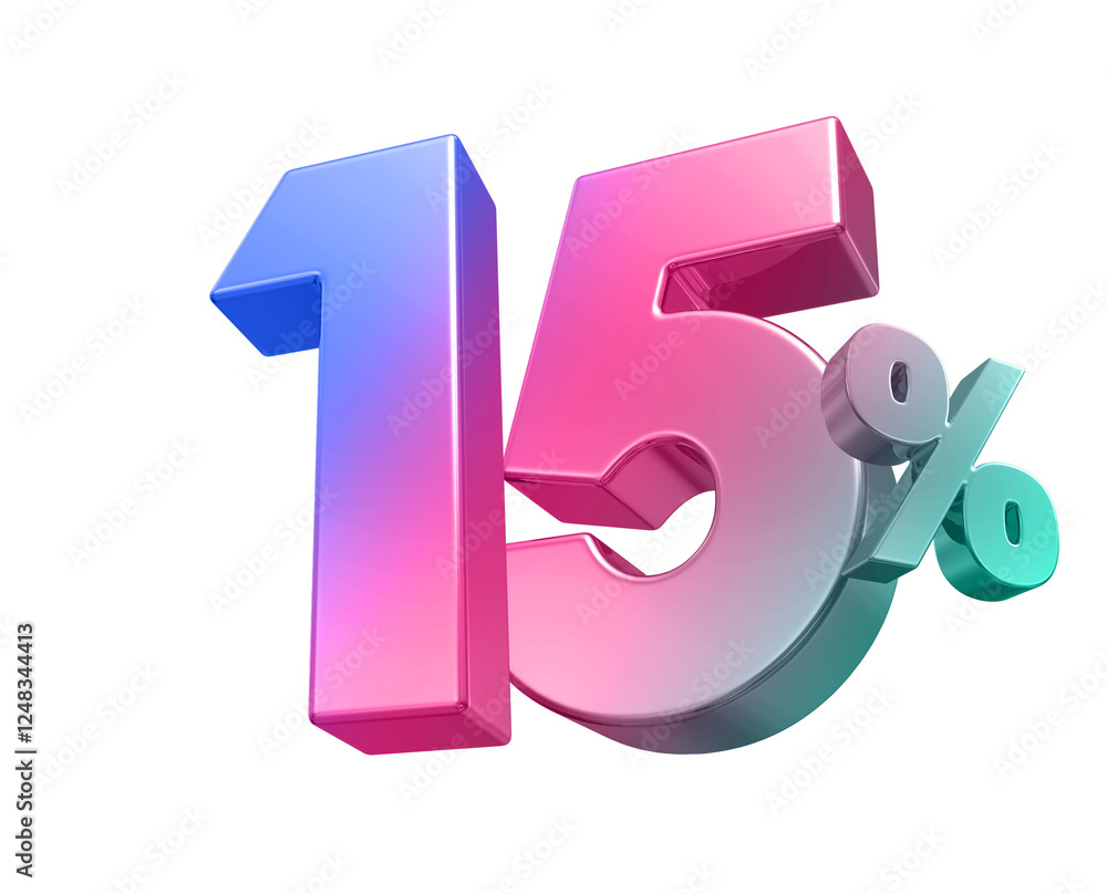 15 Percent Off Gradient 3d Number 15 Percent Off Gradient 3d Number