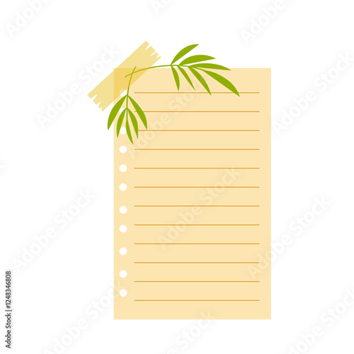 Sticky Note with Leaf Decoratioon