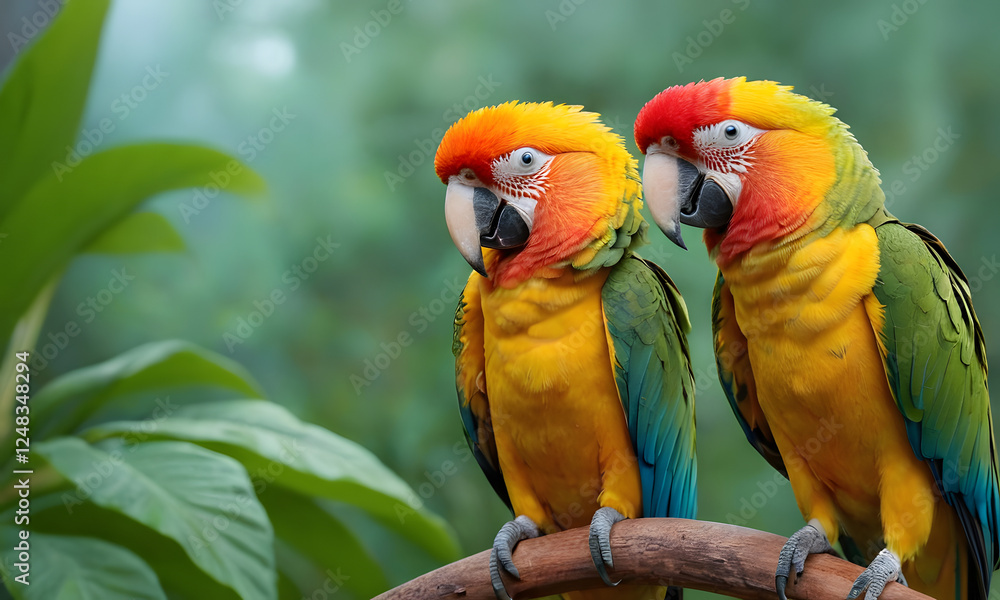 Obraz premium two parrots on a branch