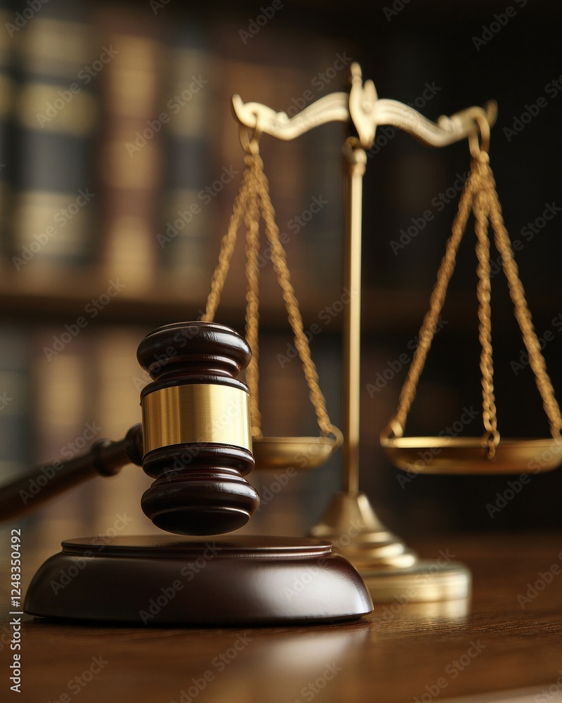 A wooden gavel rests beside a golden scale of justice, symbolizing law, balance, and the judicial system in a professional setting. A wooden gavel rests beside a golden scale of justice, symbolizing law, balance, and the judicial system in a professional setting.