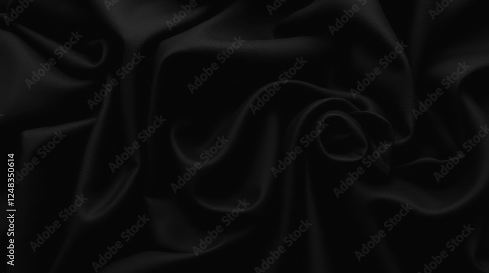 Fototapeta premium Smooth Black Satin Fabric with Subtle Light Reflections
