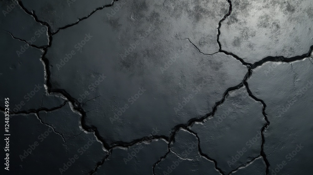 Obraz premium Cracked Dark Gray Concrete Wall Texture