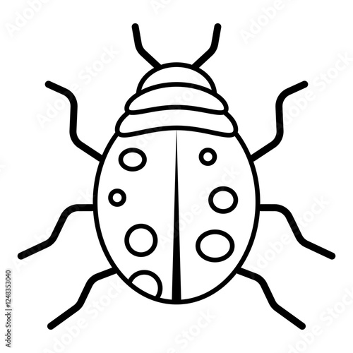 Black line drawing ladybug,...