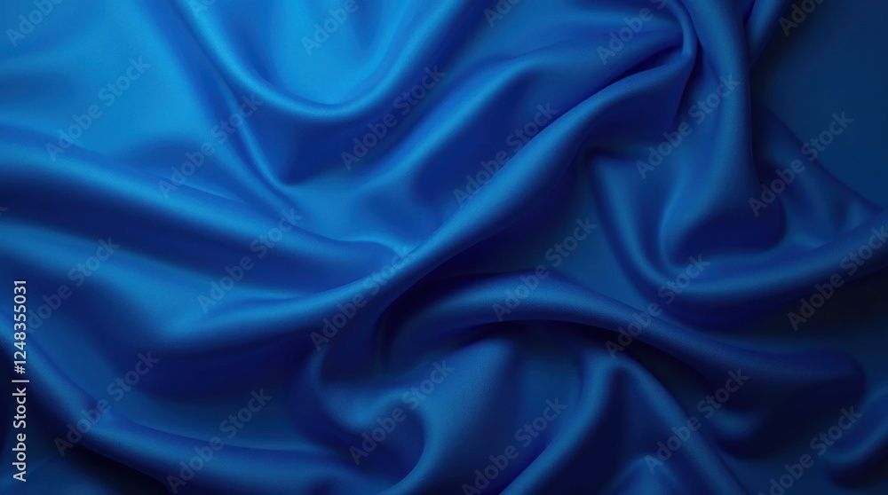 Obraz premium Smooth Satin Deep Blue Abstract Background with Light Reflections