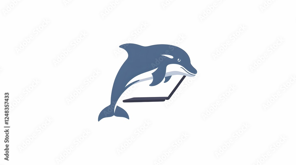 Fototapeta premium Dolphin and laptop logo illustration