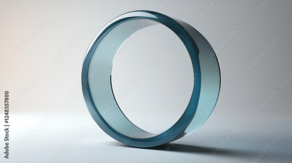 Teal glass ring, 3D render, minimalist design, isolated on white background. Teal glass ring, 3D render, minimalist design, isolated on white background.