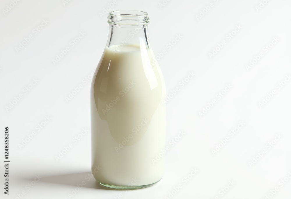 custom made wallpaper toronto digitalCreamy Milk in Transparent Bottle on White Background