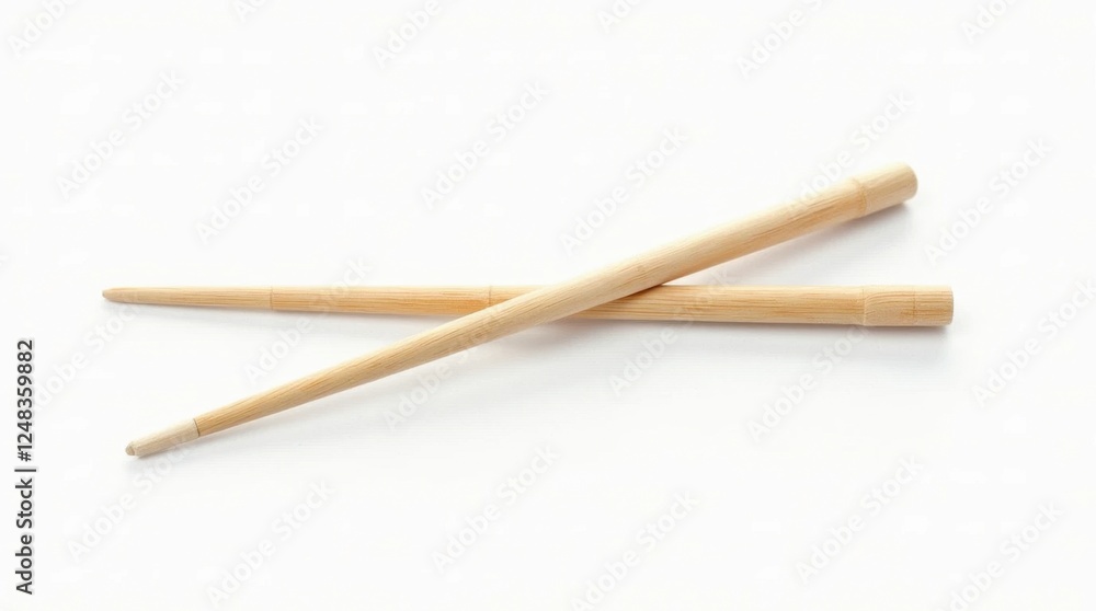 Obraz premium Rustic Wooden Chopsticks Isolated on White Background