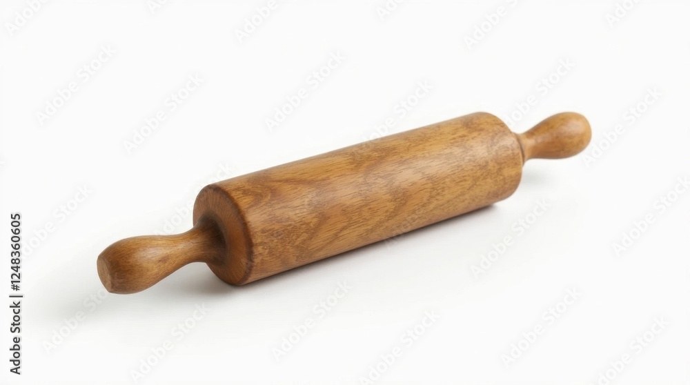 Rustic Wooden Rolling Pin on White Background Rustic Wooden Rolling Pin on White Background
