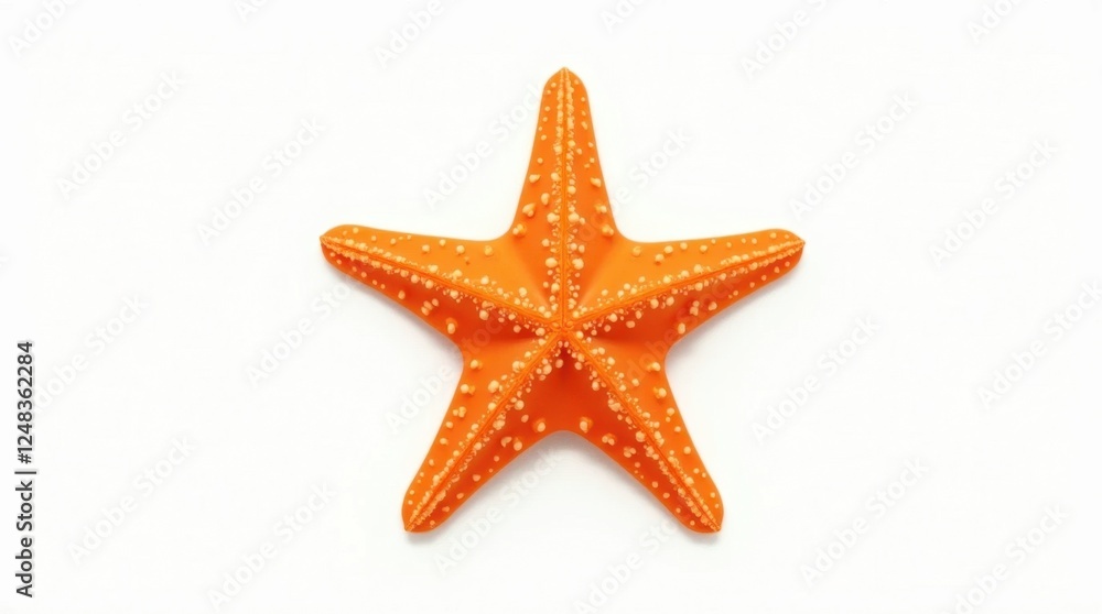 Bright Orange Starfish on White Background Bright Orange Starfish on White Background