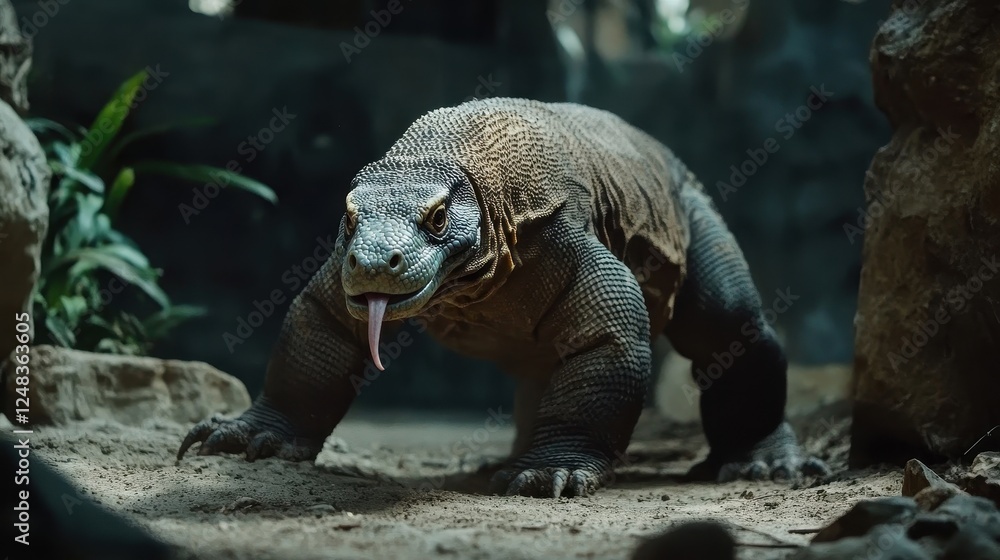 Obraz premium Komodo Dragon Walking Through Natural Habitat