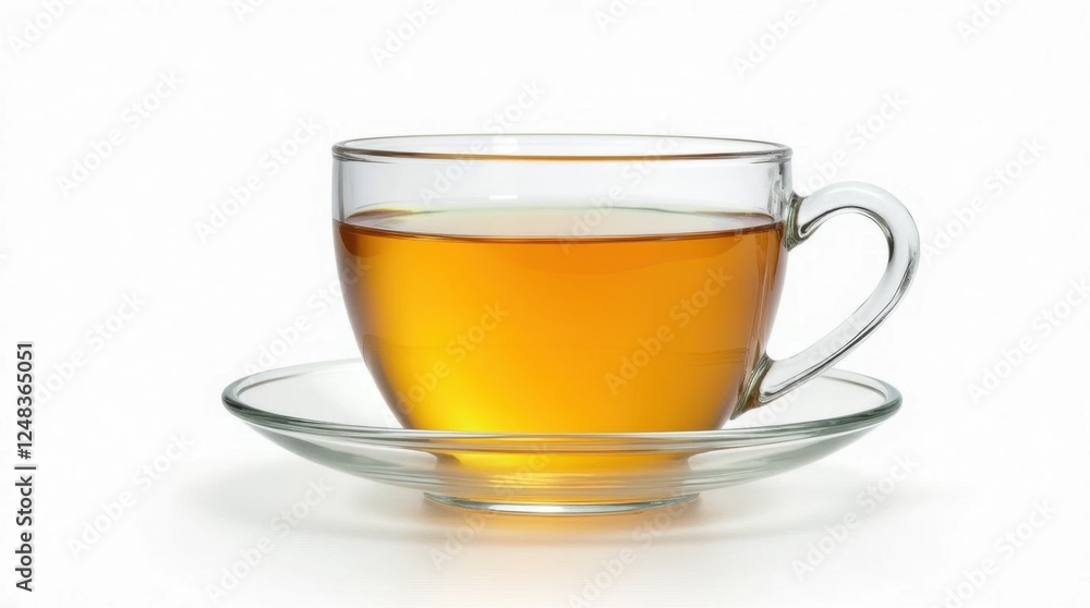Herbal Tea in Transparent Glass Cup on White Background Herbal Tea in Transparent Glass Cup on White Background