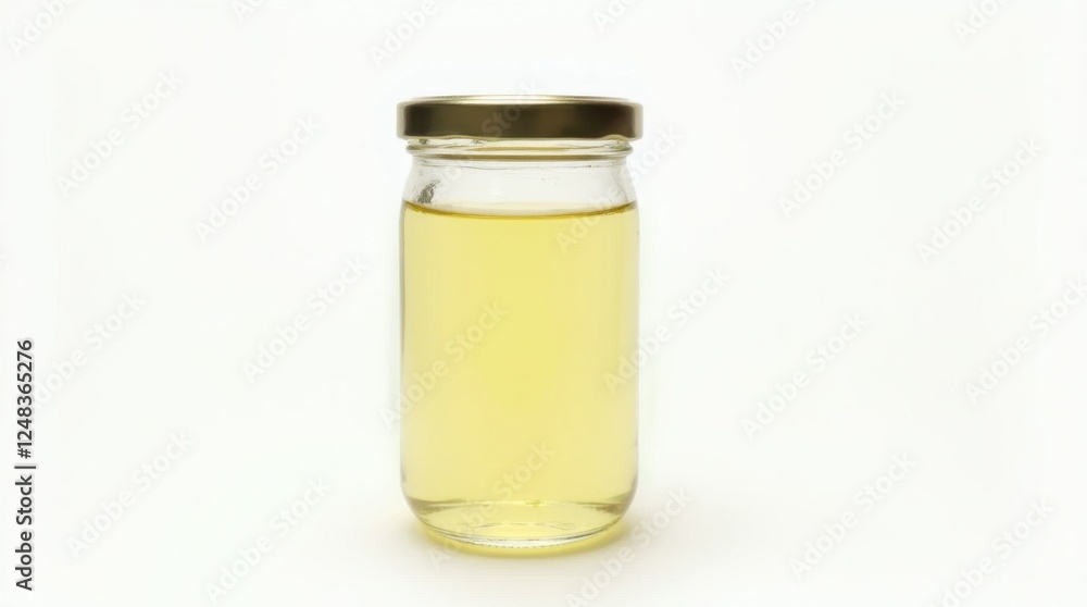 Transparent Jar of Coconut Oil Isolated on White Background Transparent Jar of Coconut Oil Isolated on White Background