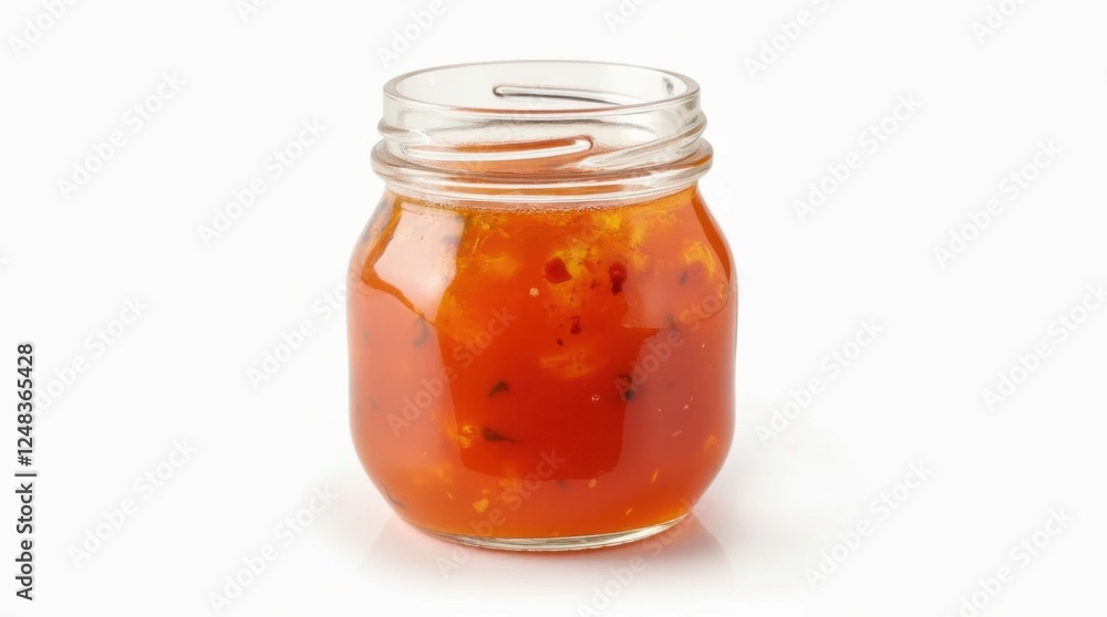 Transparent Jar of Jam Isolated on White Background Transparent Jar of Jam Isolated on White Background