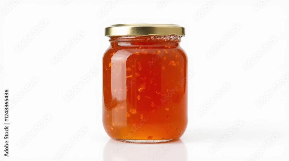 Transparent Jar of Jam Isolated on White Background Transparent Jar of Jam Isolated on White Background