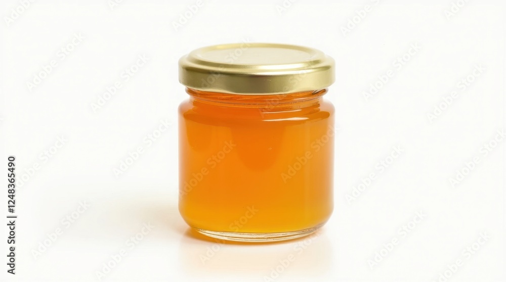 Transparent Jar of Marmalade Isolated on White Background