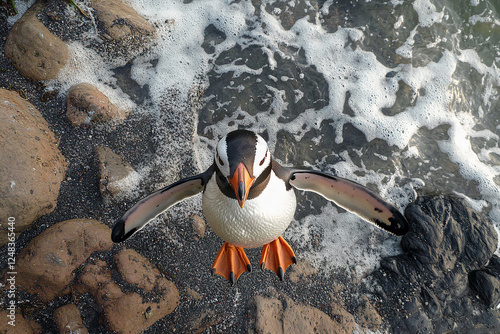 Penguin Bird Wildlife Ocean Rocks photo