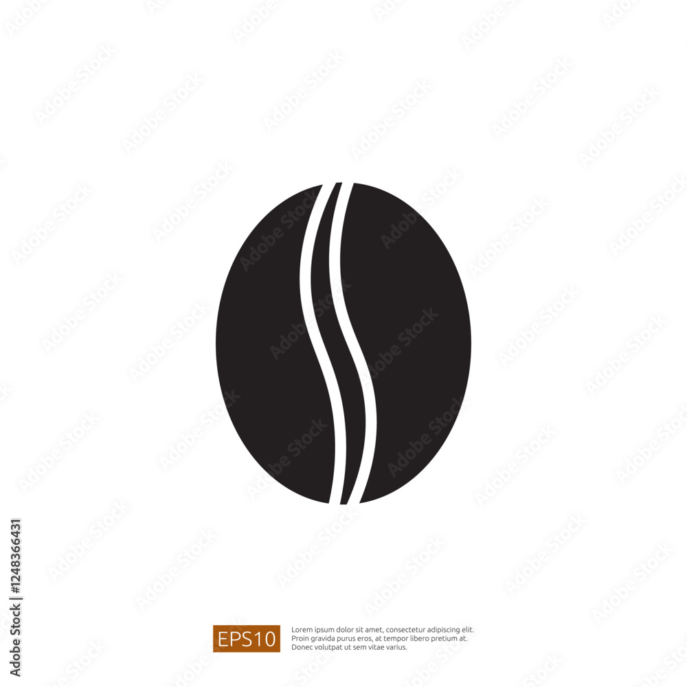 Minimalist Black Coffee Bean Icon on White Background Representing Cafe Culture and Brewing Artistry for Beverage Enthusiasts Minimalist Black Coffee Bean Icon on White Background Representing Cafe Culture and Brewing Artistry for Beverage Enthusiasts
