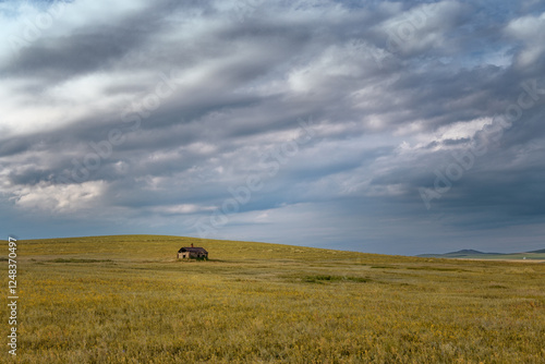 grassland with sunshine and blue sky in china 