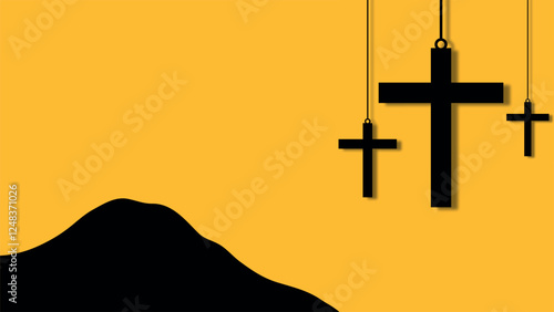 Good Friday Background with Cross Silhouette 