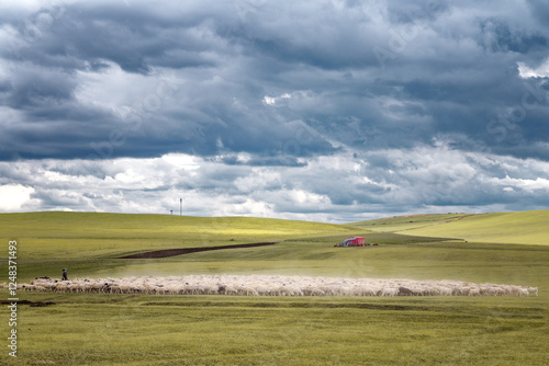 grassland landscape with clouds in china