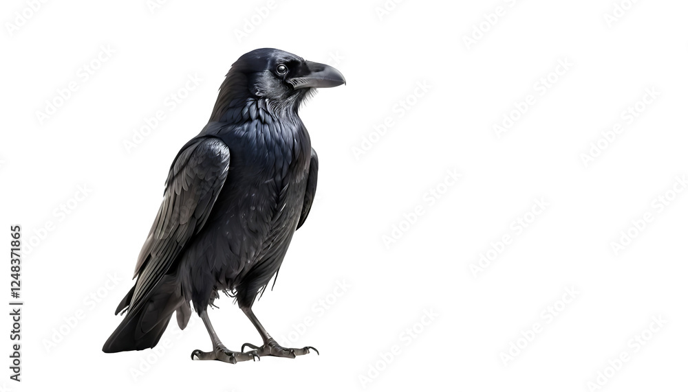 Detailed Profile of a Raven Against a White Background Detailed Profile of a Raven Against a White Background
