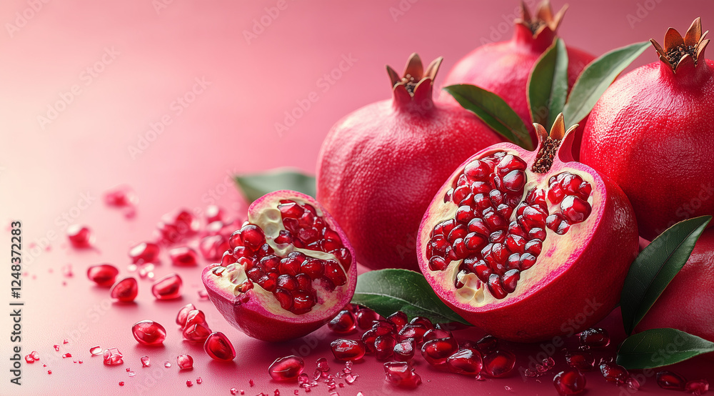 Granada fresca recién abierta fruta Granada fresca recién abierta fruta