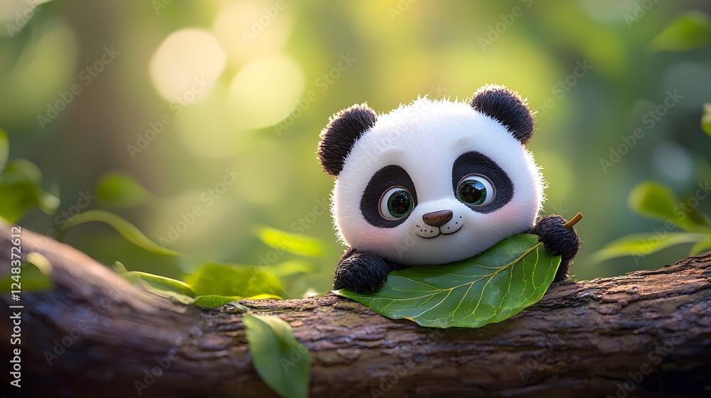 Playful panda sculpture in nature artistic display captivating environment close-up view Playful panda sculpture in nature artistic display captivating environment close-up view