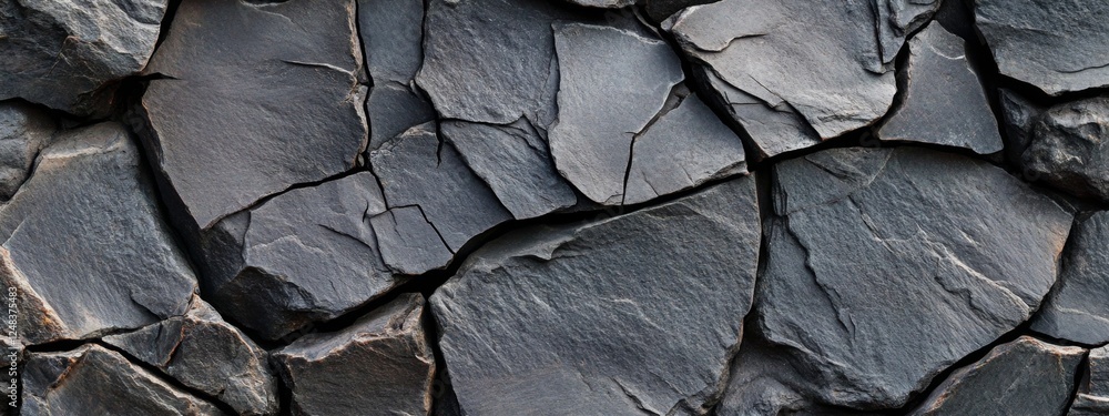 Dark Grey Rock Wall Texture, Close-up Dark Grey Rock Wall Texture, Close-up
