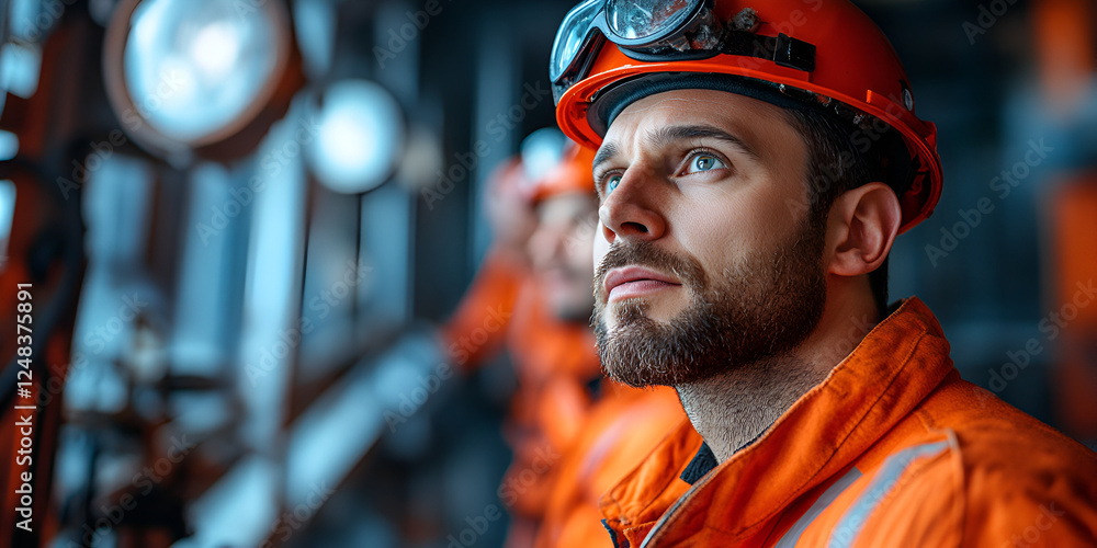focused engineer in orange safety uniform inspects construction site focused engineer in orange safety uniform inspects construction site