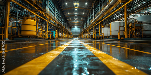 spacious factory floor with proper zoning for hazardous materials