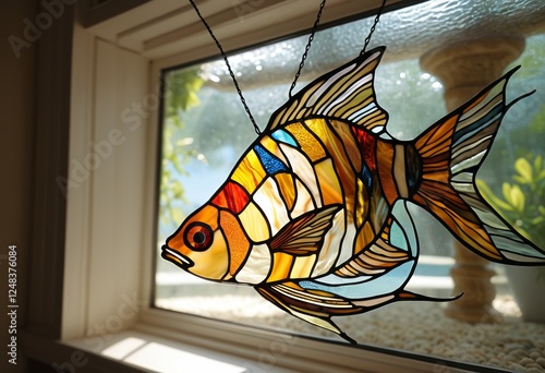 A fish made of household stained glass photo