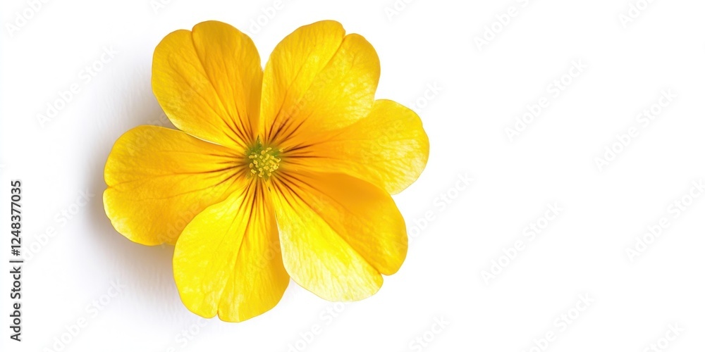 Fototapeta premium A high-resolution photo of a vibrant yellow Primula flower, perfectly isolated on a pure white background.