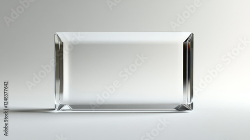 empty blank glass plate board on white background 3d render illustration
