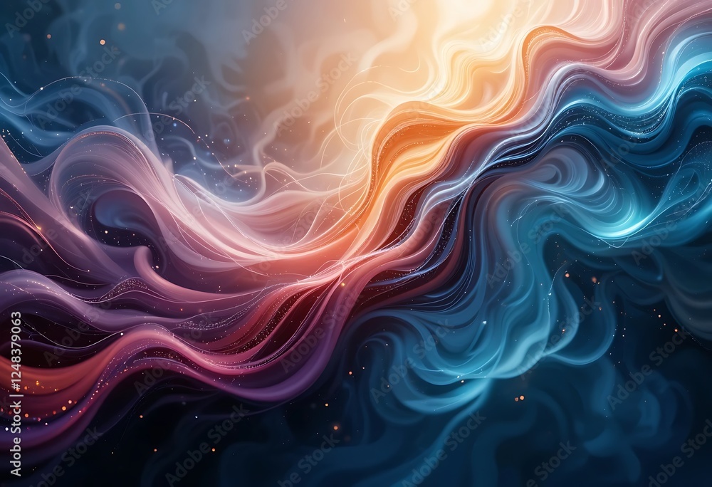 Obraz premium Ethereal Abstract Art: Flowing Lines of Light and Color Harmony
