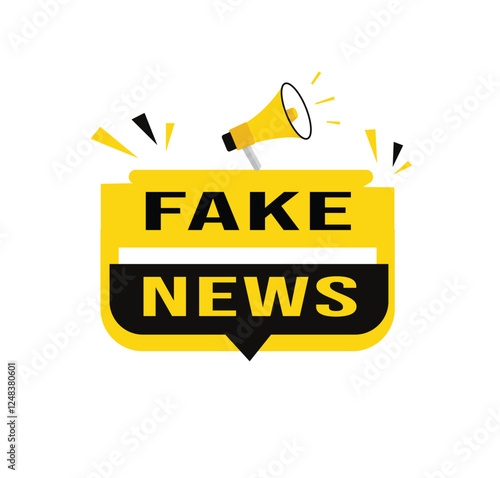 Fake news, banner sign white background. Announcement or important speech vector design element.