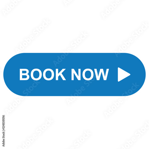 Blue Book Now Button with Icon - Isolated on White Background
